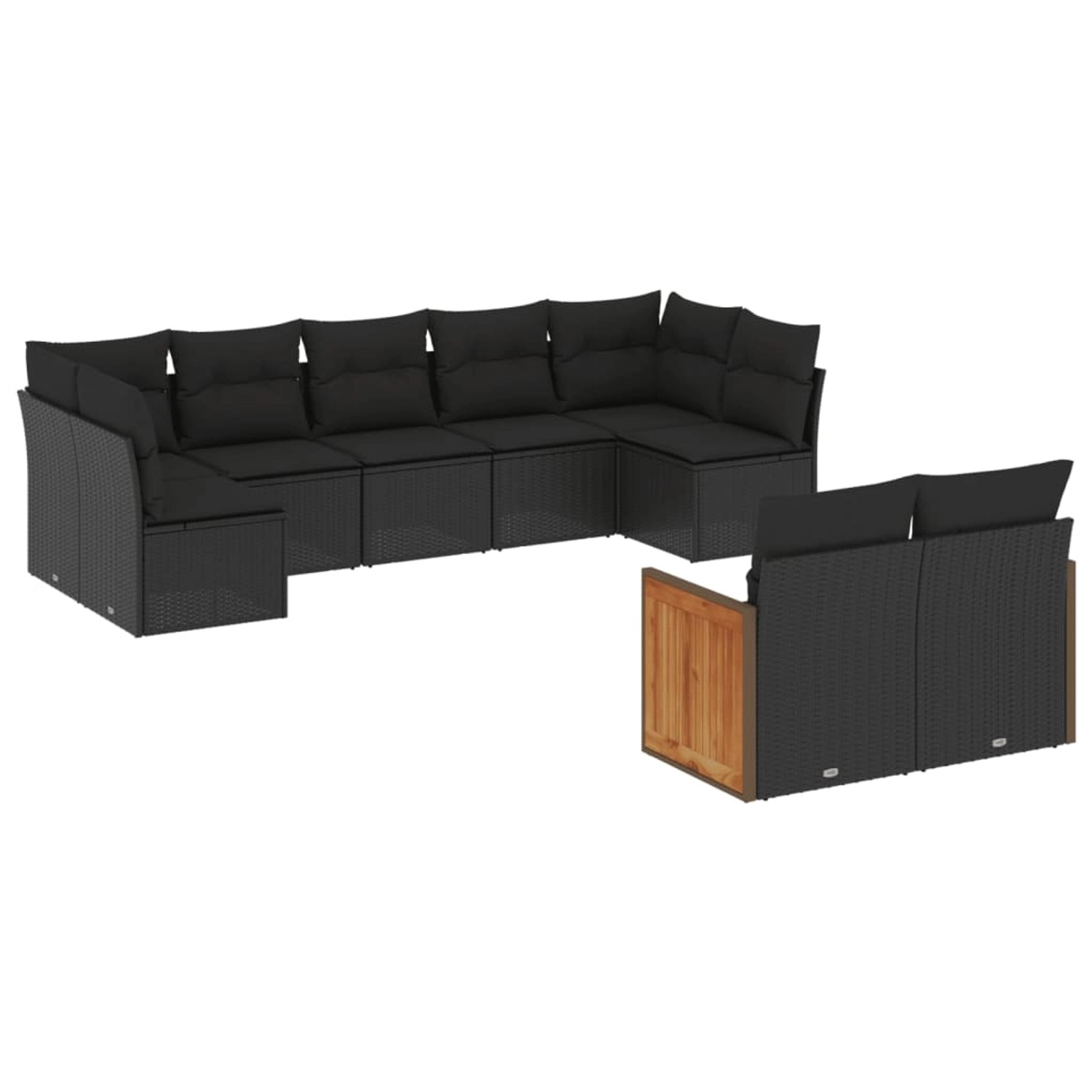 vidaXL 9-Tlg Garten-Sofagarnitur mit Kissen Schwarz Poly Rattan 3227966 günstig online kaufen