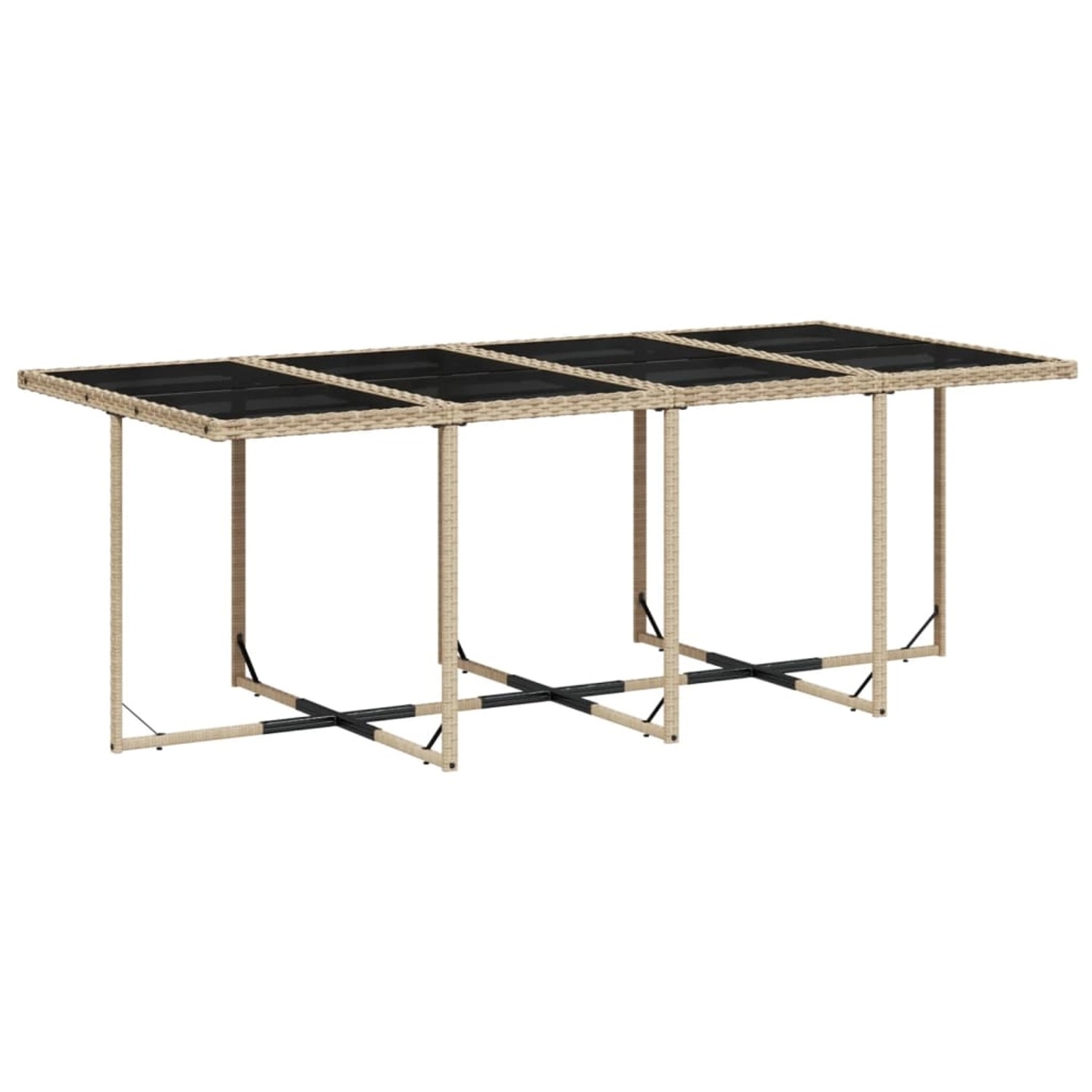 Beige vidaXL Garten-Essgruppe, 13-teilig, Poly Rattan, mit Tisch, Stühlen und Hockern.