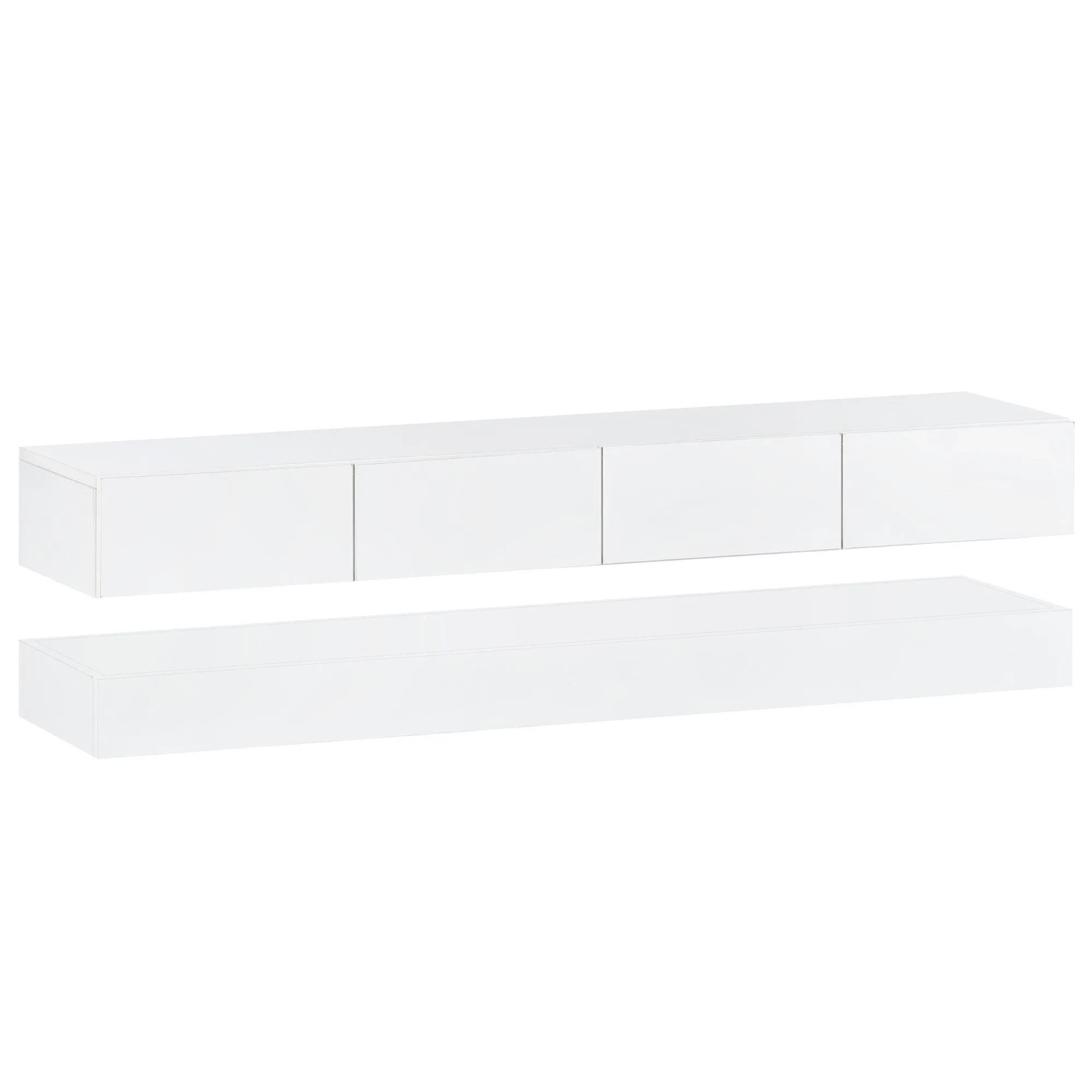 ModernLuxe TV Lowboard mit Led 2 Schränken 4 Großen Schubladen Spanplatte Weiß