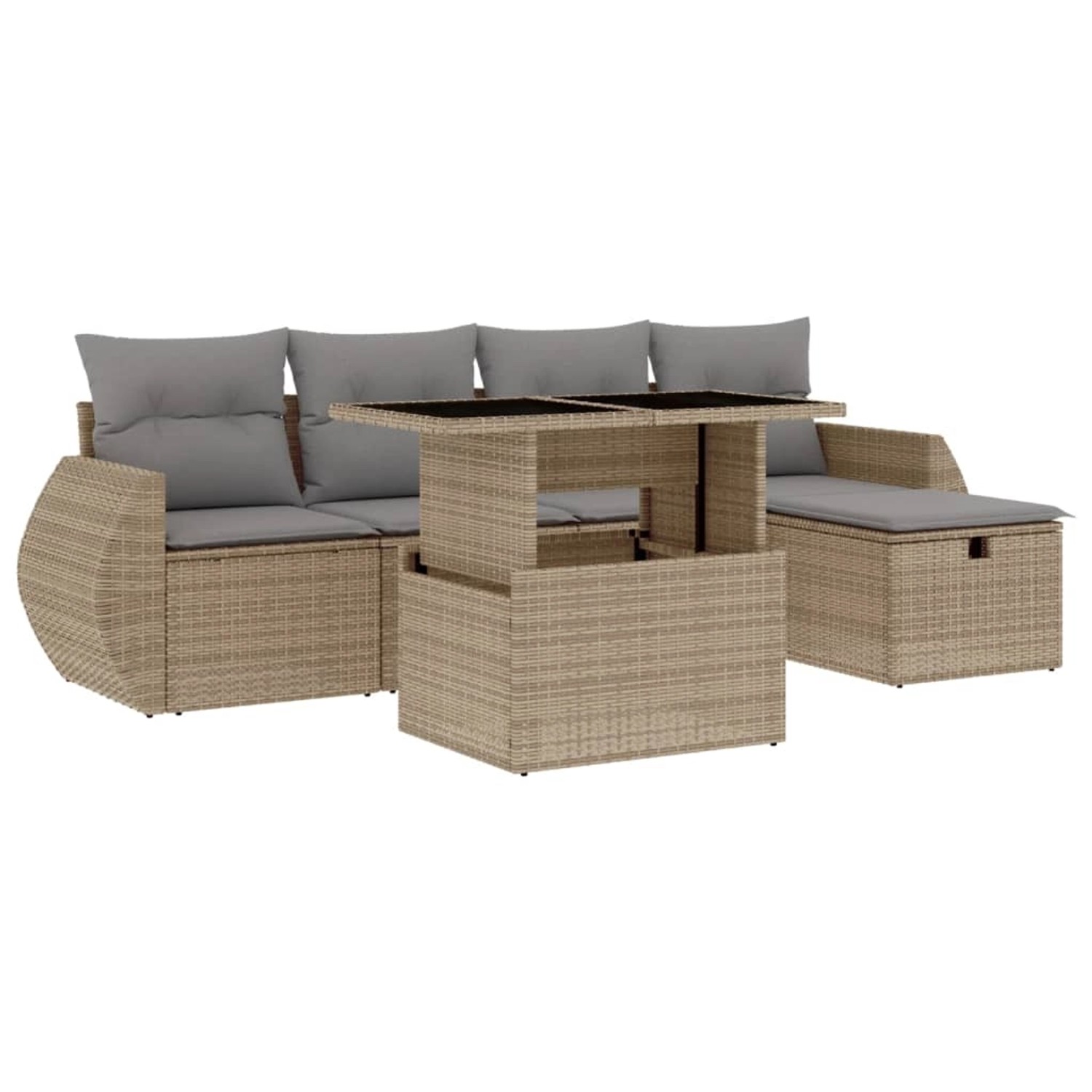 vidaXL 6-tlg Garten-Sofagarnitur mit Kissen Beige Poly Rattan Modell 337 günstig online kaufen