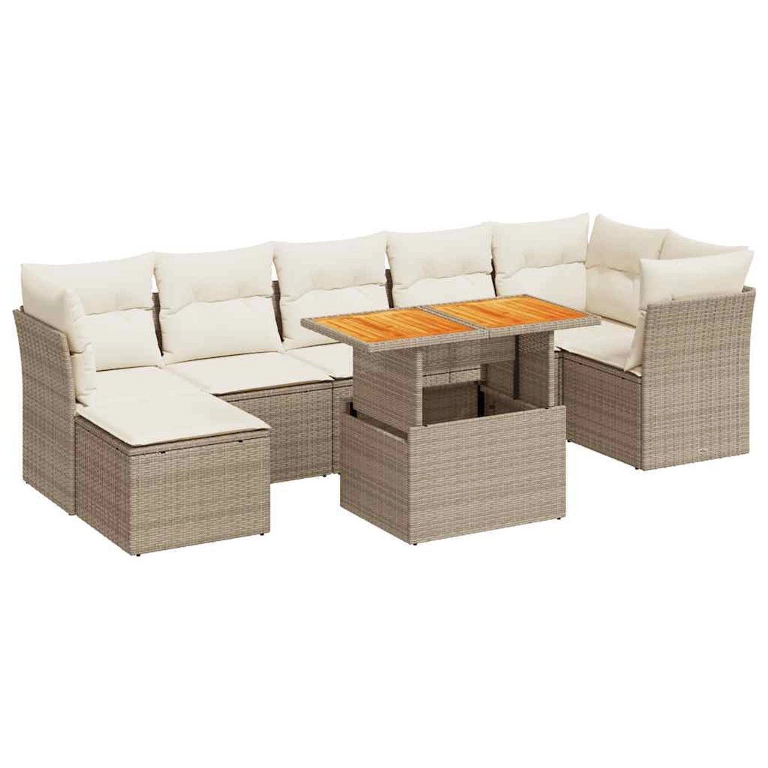 vidaXL 8-Tlg Garten-Sofagarnitur mit Kissen Beige Poly Rattan 3326956 günstig online kaufen