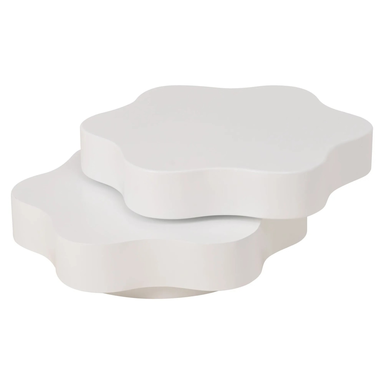 Merax Couchtisch Blumenform Drehbar MDF Cremeweiß