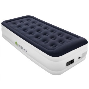 Juskys Luftbett Sapri M, blau-weiß, mit integrierter Pumpe für schnelles Aufblasen.