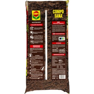 Sack Compo Sana Rosenerde 40L: Spezialerde mit Sofort- und Langzeitdünger für Rosen.