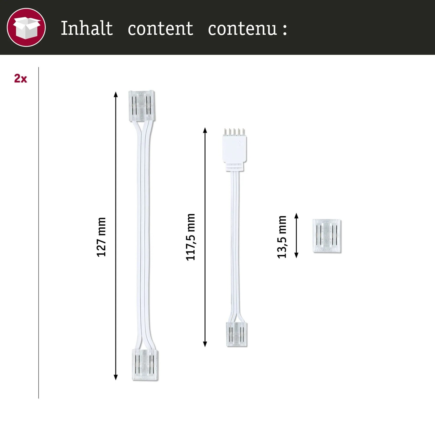 Paulmann Connector-Set COB MaxLED Tunable White: 6 weiße Verbinder und Kabel für LED-Streifen. Enthält COB-zu-COB und 5-Pin Verbinder.