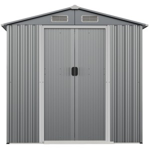 Costway Gartenhaus Metall Geräteschuppen 182 x 129 x 196 cm Grau