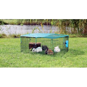 Trixie Freilaufgehege Natura mit Netz für Jungtiere und Kaninchen im Garten.