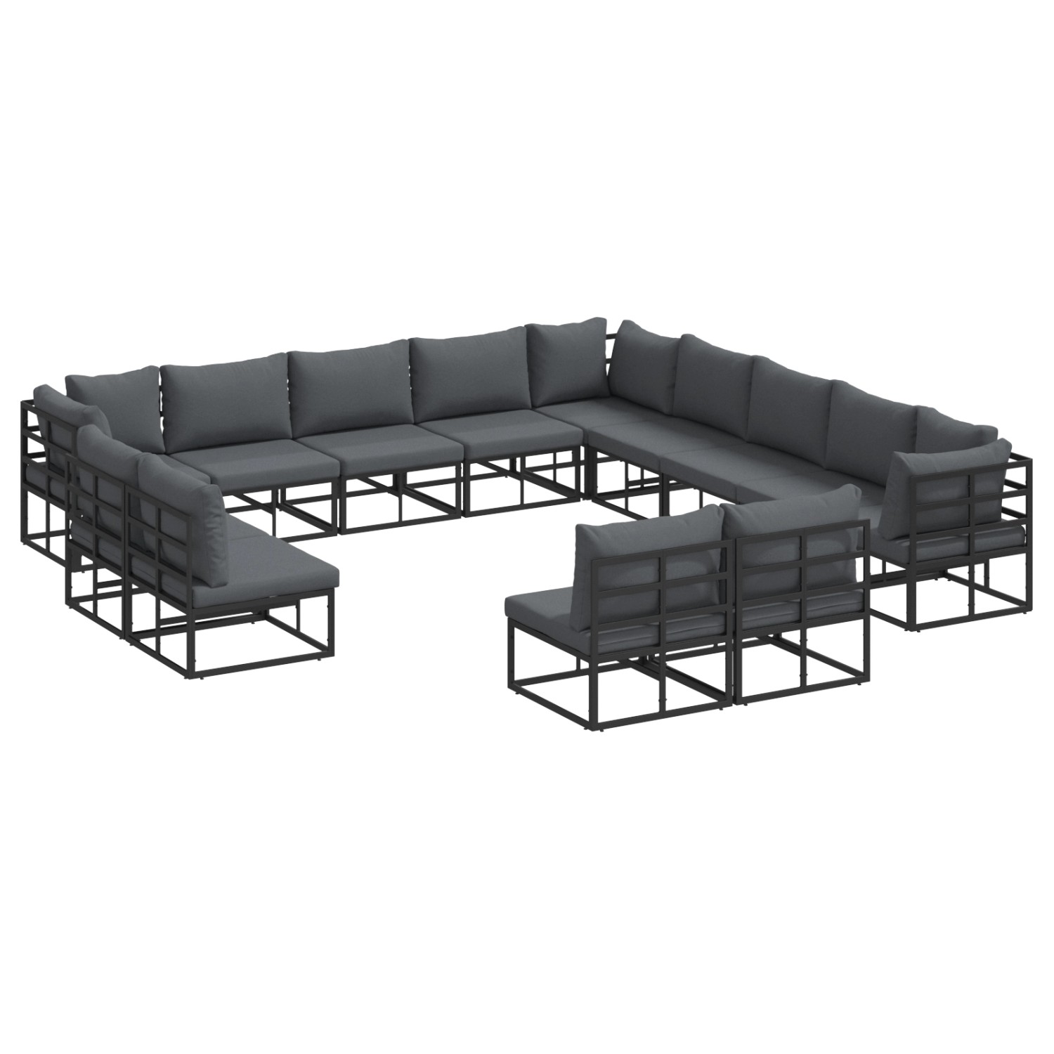 vidaXL Garten-Sofa-Set mit Kissen 13-Tlg Schwarz Aluminium 3378930 günstig online kaufen