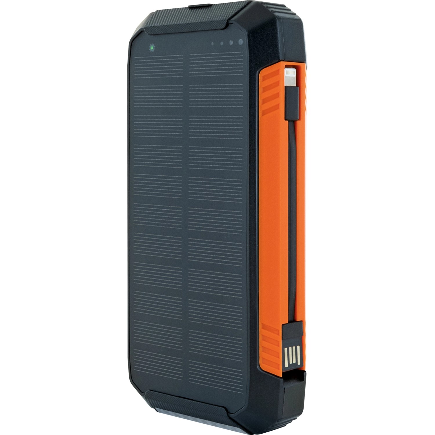 Schwaiger Solar-Powerbank mit Solarmodul und USB-Anschluss zum Aufladen mobiler Geräte.
