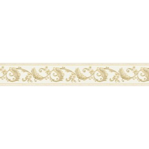 Bricoflor Bordüre, selbstklebend, weiß-gold, Barock-Stil. Tapetenbordüre für Schlaf- und Badezimmer.