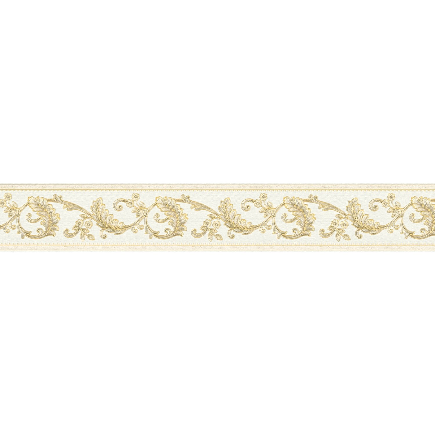 Bricoflor Ornament Bordüre Selbstklebend Tapetenbordüre in Weiß und Gold für Schlafzimmer und Badezimmer Vlies Tapetenbo