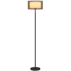 Schwarze HOMCOM Stehlampe mit weißem Stoffschirm, moderne Innenleuchte für Wohnzimmer.