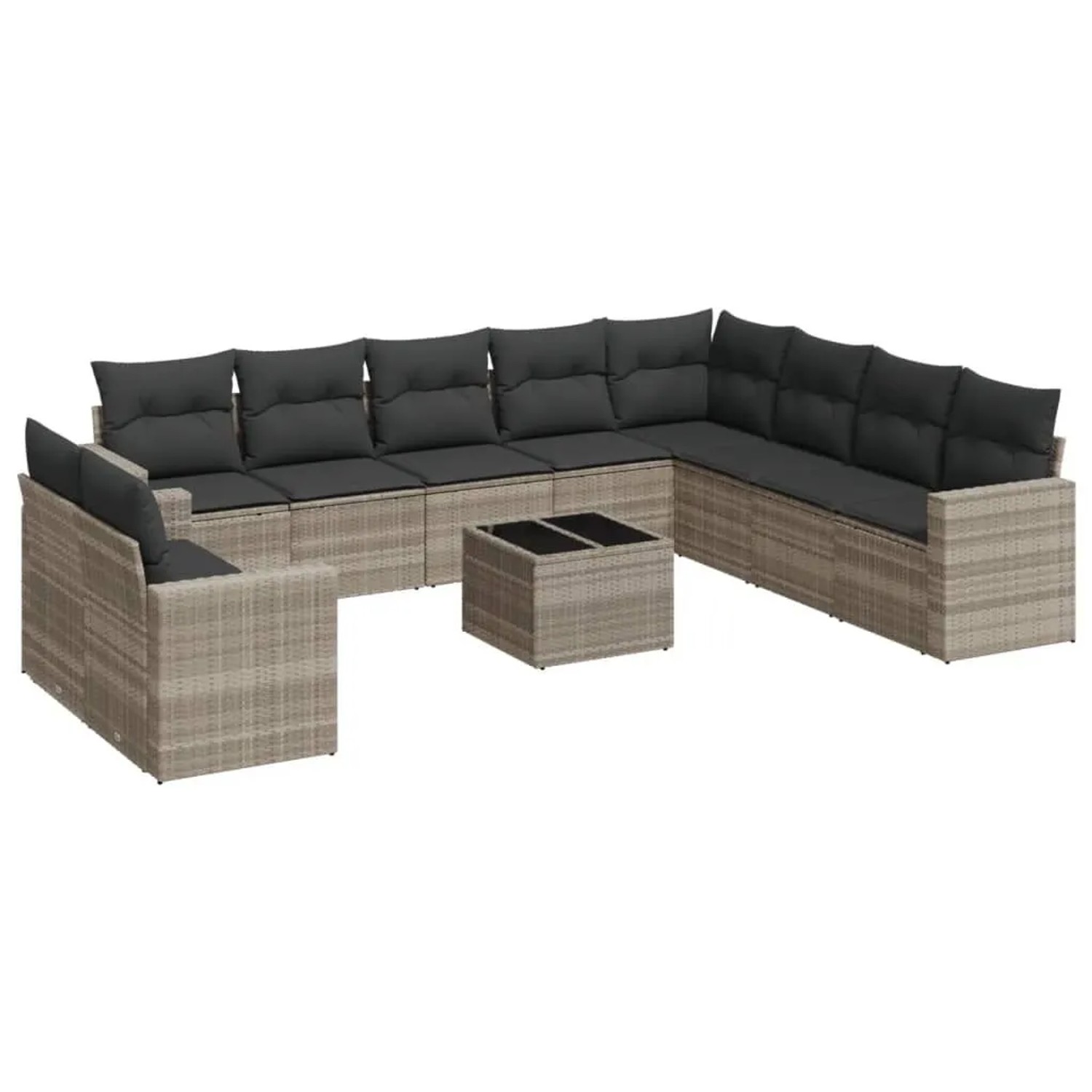 vidaXL 11-Tlg Garten-Sofagarnitur mit Kissen Hellgrau Poly Rattan 3251519 günstig online kaufen
