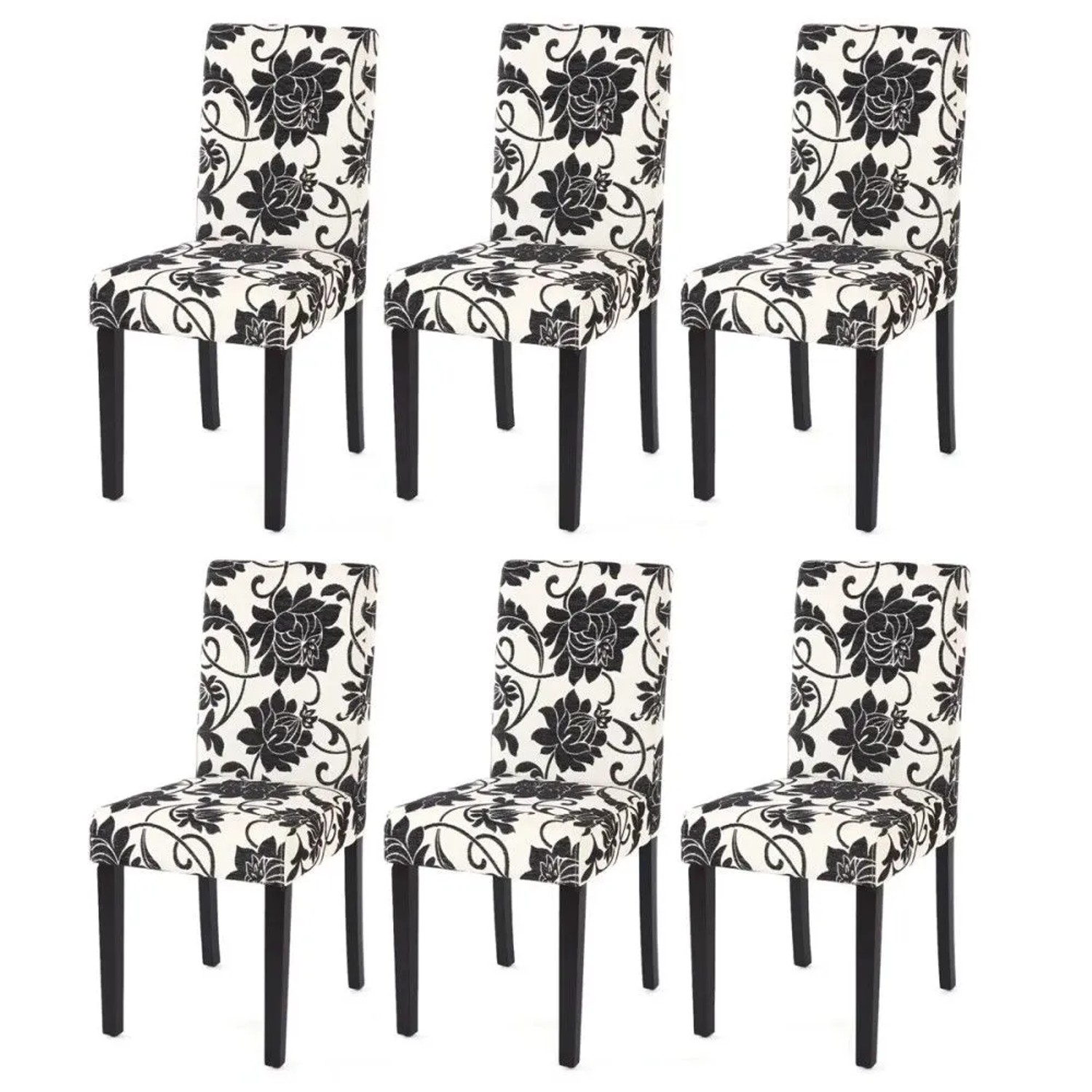 MCW Esszimmerstuhl Littau 6er-Set Textil Jacquard Dunkle Beine