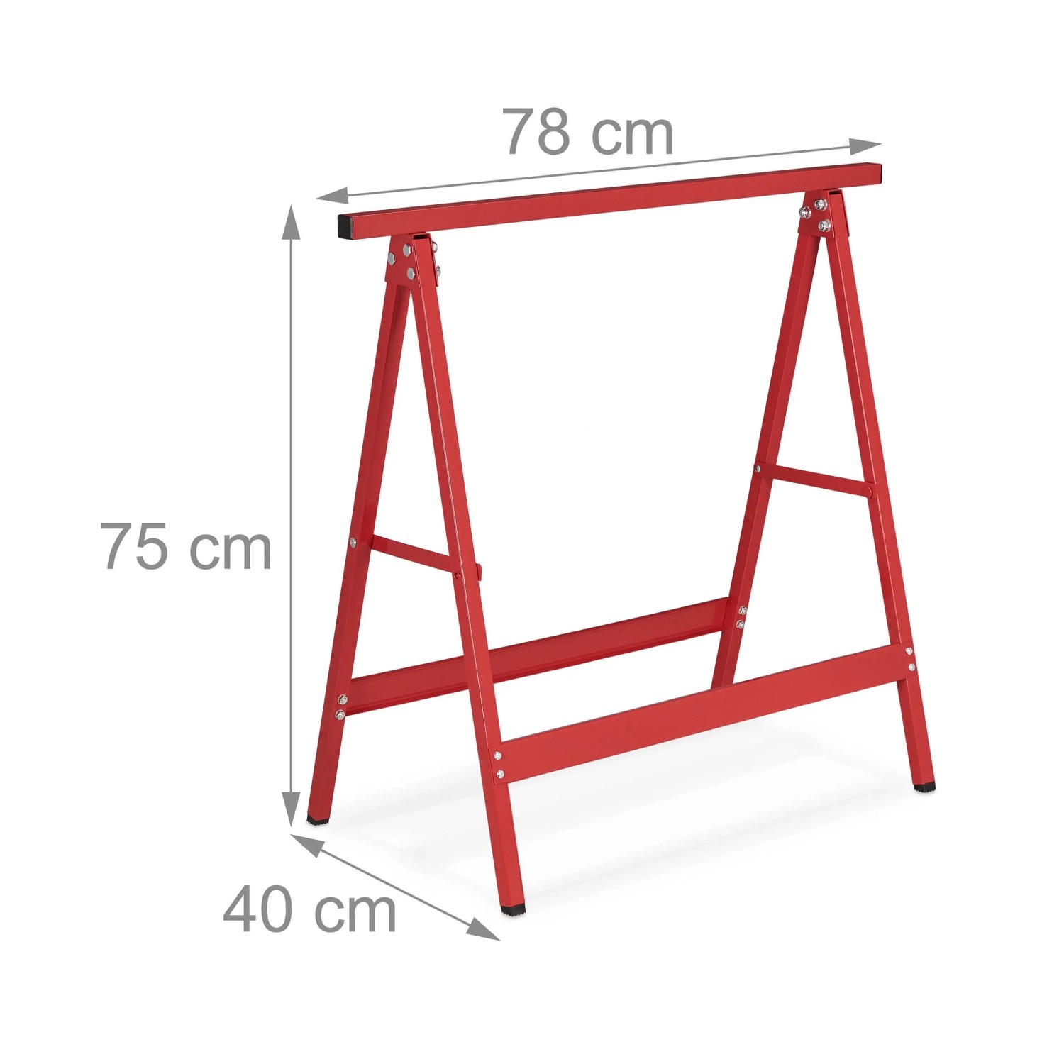 Relaxdays Klappbock 2er Set Stahl Rot Kratzfest 75 cm x 78 cm x 40 cm 2,5 kg_4