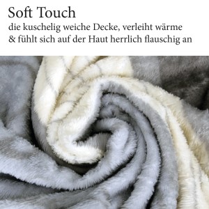 Hellgraue Bestlivings Kuscheldecke Flanell Soft Touch Bella Casa mit Ornament Muster, 130x170 cm.
