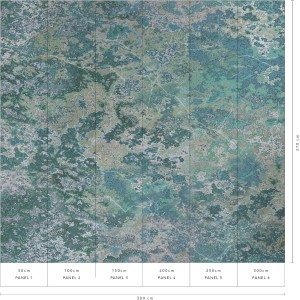 Erismann Fototapete Guido Maria Kretschmer Microscope Silber, abstraktes Flechten- und Moosdesign in Silber und Grün.