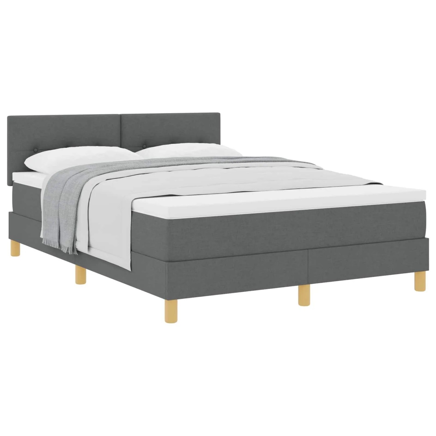 vidaXL Boxspringbett mit Matratze Dunkelgrau 140 x 200 cm Stoff 3338924 günstig online kaufen