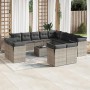 Graue 14-tlg. vidaXL Garten-Sofagarnitur aus Polyrattan mit Kissen für Terrasse und Garten.