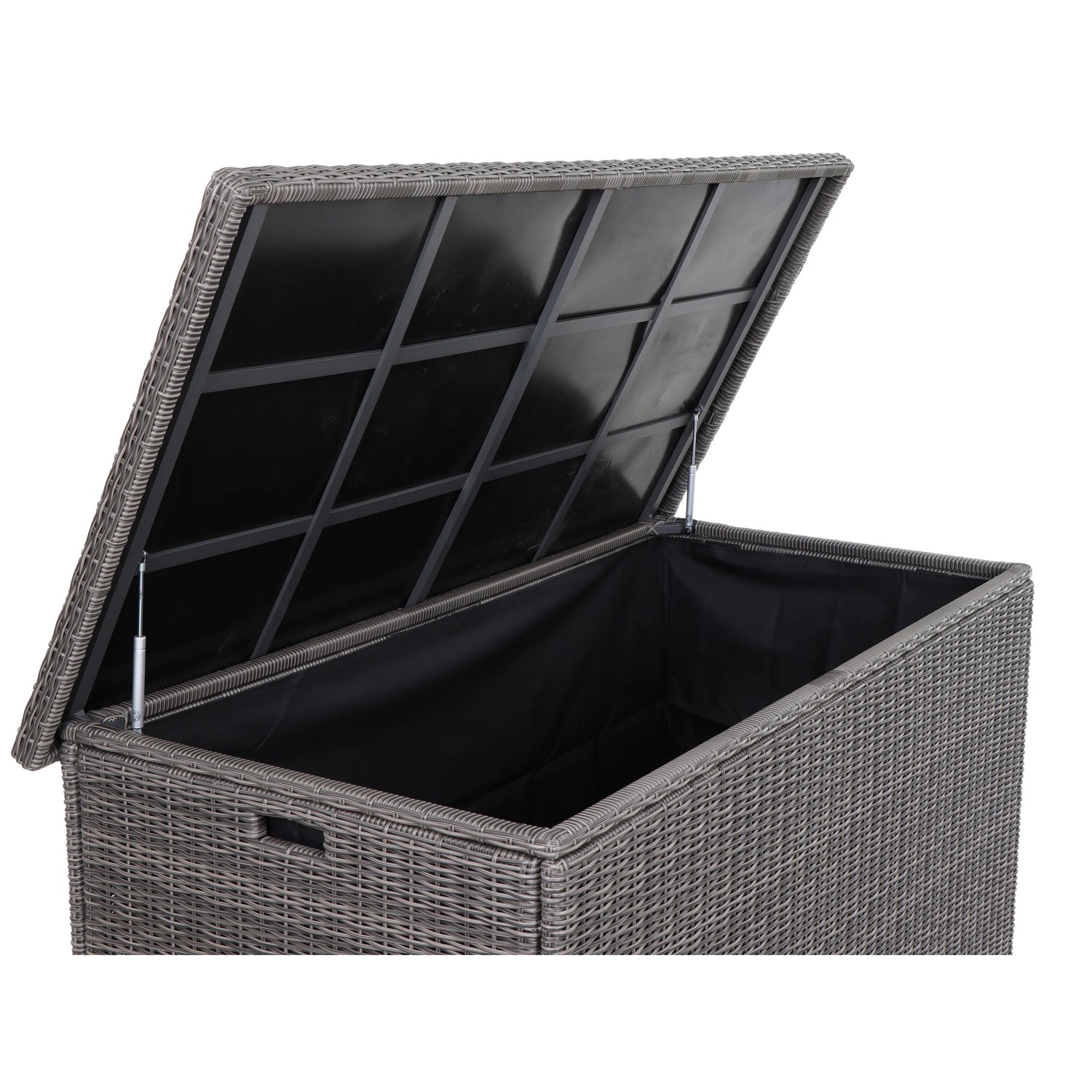 Offene Siena Garden Kissenbox Corido in Charcoalgrey mit Innentasche und Dämpfern.