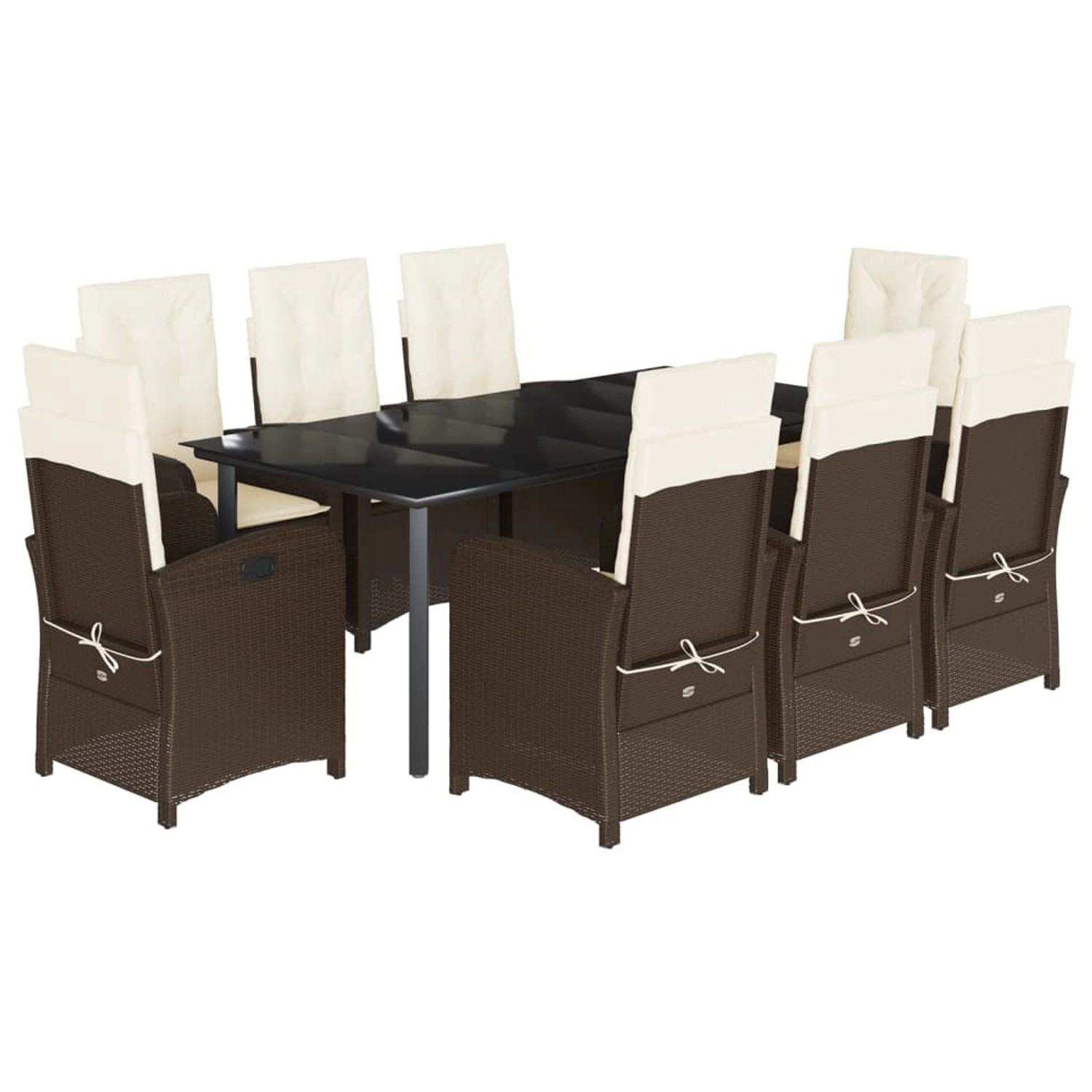 vidaXL 9-Tlg Garten-Essgruppe mit Kissen Braun Poly Rattan 3212348 günstig online kaufen
