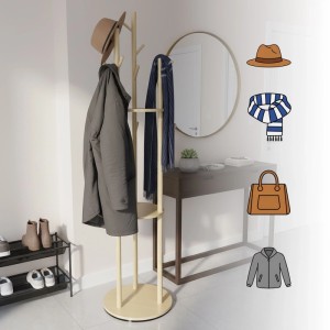 Relaxdays Garderobenständer Kiefernholz MDF Natur Drehbar 165 cm x 40 cm 4 kg