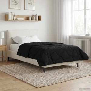 vidaXL Ganzjahresbettdecke Gepolstert Schwarz 140 x 220 cm 42026259