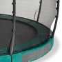 Detailaufnahme: Grünes EXIT Allure Premium Bodentrampolin Ø 427 cm mit Sicherheitsnetz.