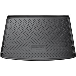 Schwarze Gummi Kofferraumwanne für VW Golf Plus Typ 521 (2008-2014) mit Riffelstruktur.