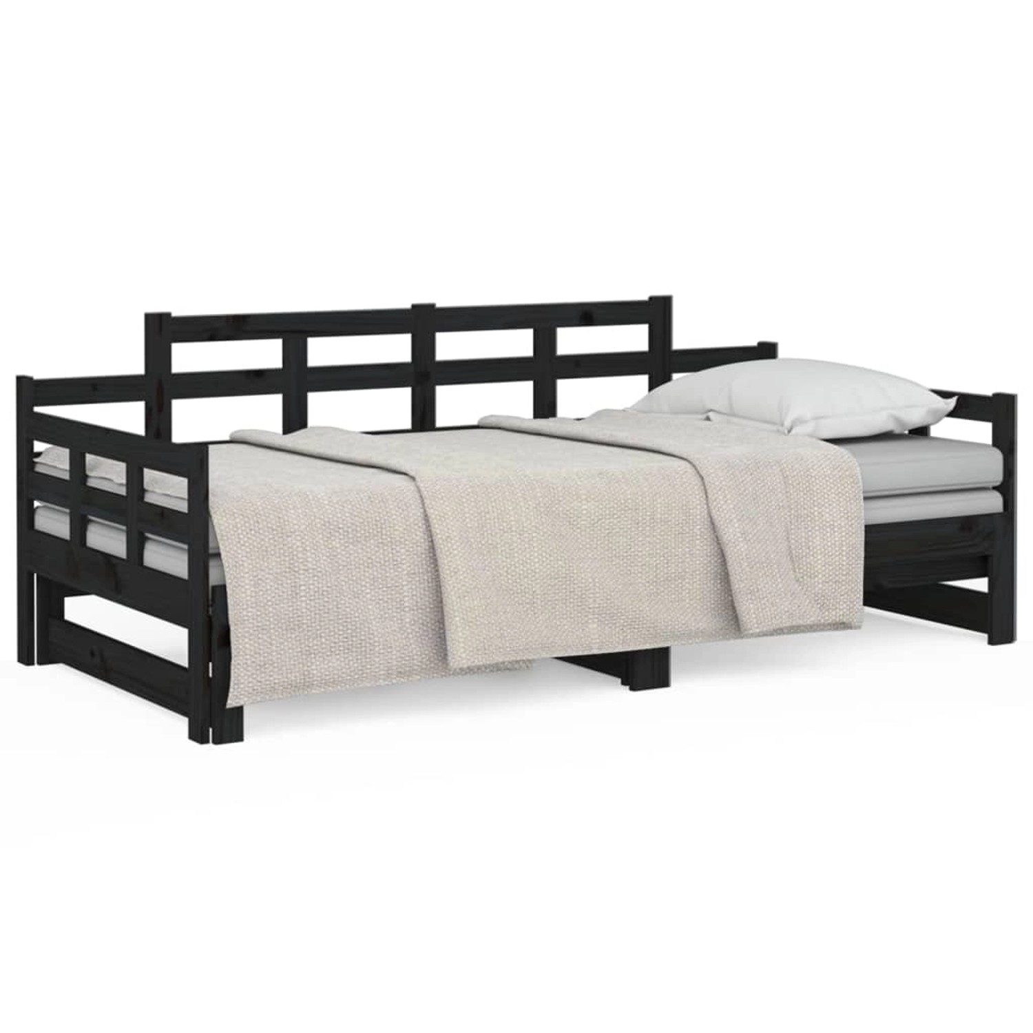 vidaXL Tagesbett Ausziehbar Schwarz Massivholz Kiefer 2x(80x200) cm1279867 günstig online kaufen