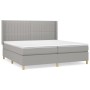 Hellgraues Boxspringbett 200x200 cm mit Matratze und Kopfteil
