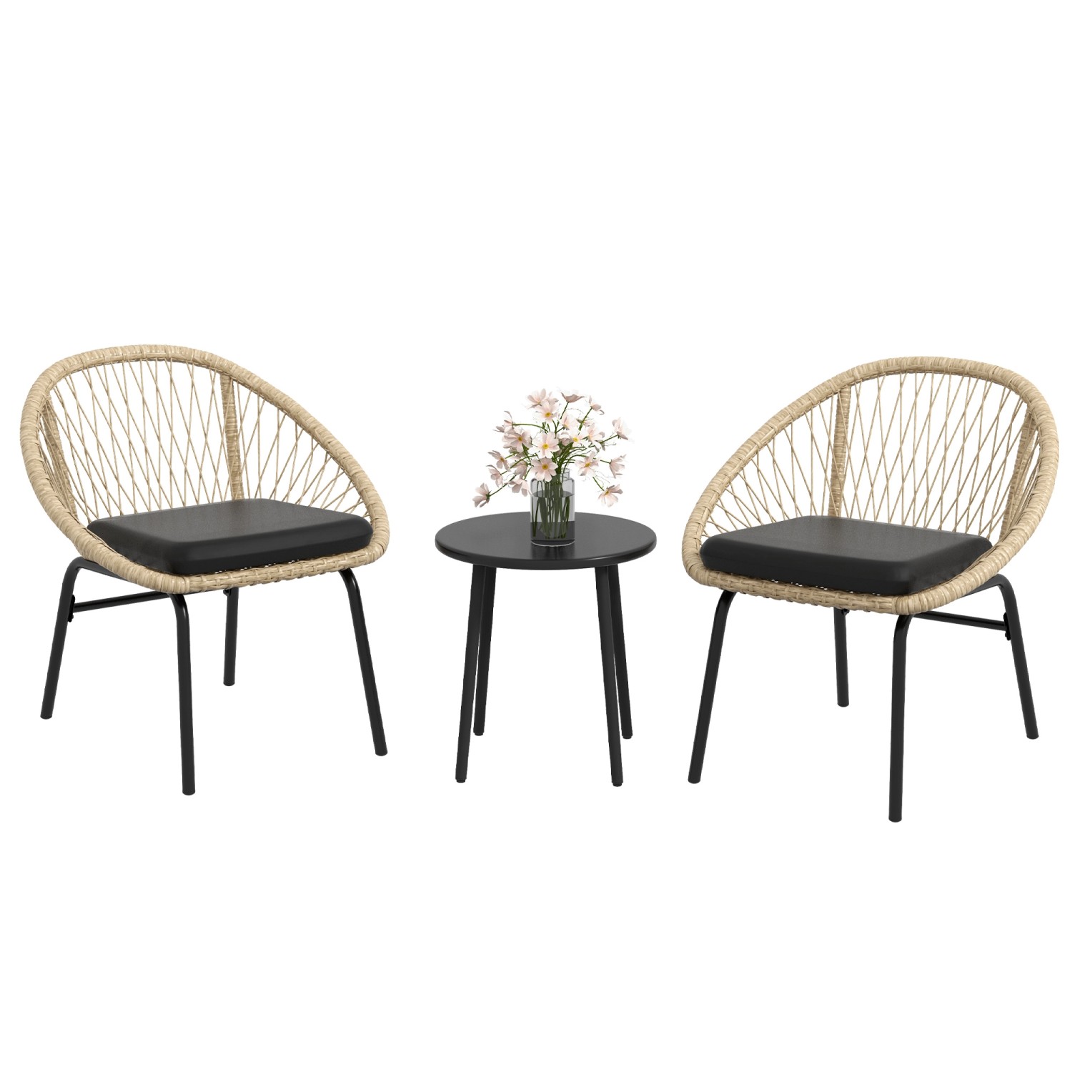 Outsunny Gartenmöbel Set Polyester PE Rattan Gelb 70L x 63B x 73H cm günstig online kaufen