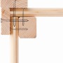 Detailaufnahme Karibu Gartenhaus Boras: Holzverbindung mit Schrauben, unbehandelt.