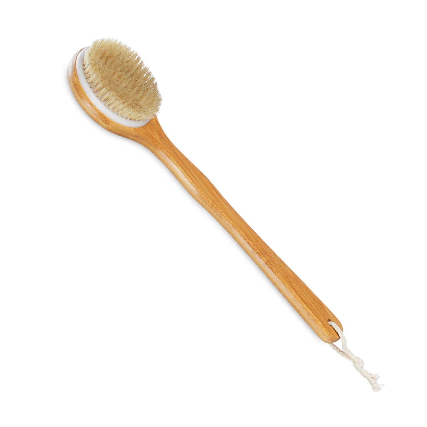 Relaxdays Rückenbürste Bambus mit Naturborsten 40 cm Natur Weiß