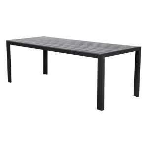 Schwarzer ebuy24 Fall Gartentisch, 205 cm, mit grauer Tischplatte. Moderner Outdoor-Tisch.