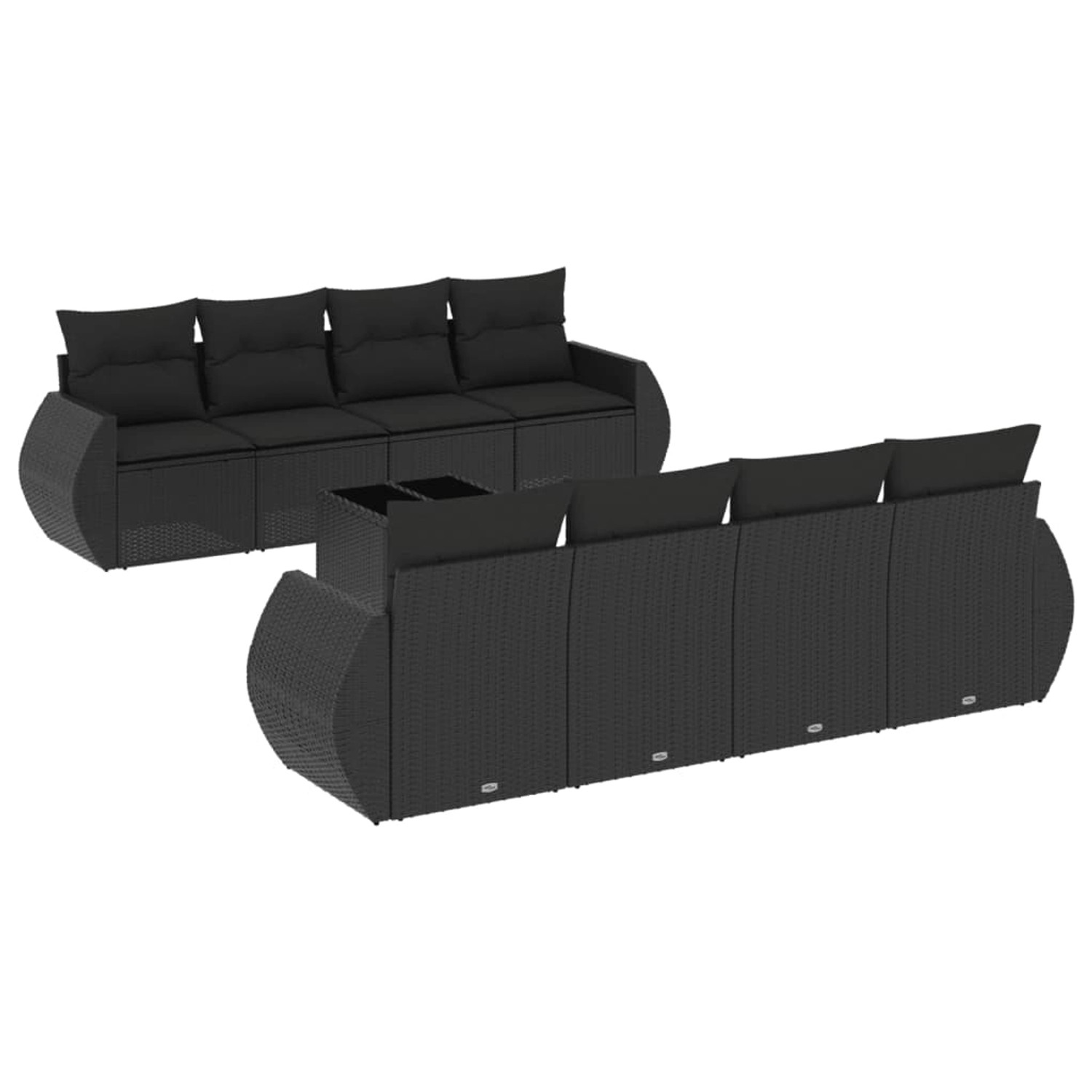 vidaXL 9-Tlg Garten-Sofagarnitur mit Kissen Schwarz Poly Rattan 3221144 günstig online kaufen