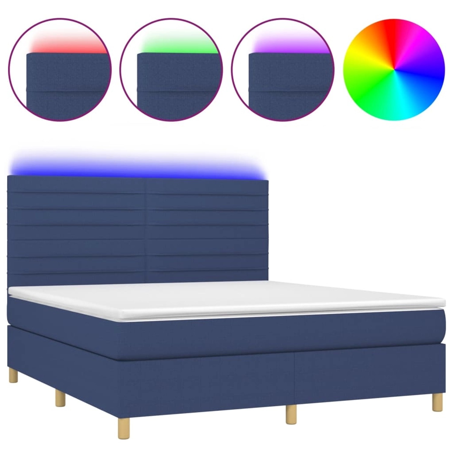 vidaXL Boxspringbett mit Matratze & LED Blau 160x200 cm Stoff 3135531 günstig online kaufen