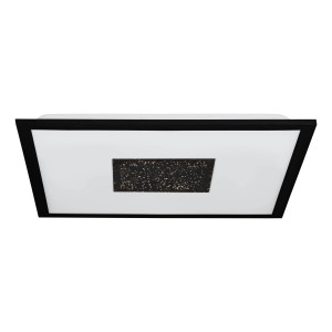Quadratische LED-Deckenleuchte Marmorata in Schwarz-Weiß mit Sternenhimmel-Effekt, 44,5 cm.