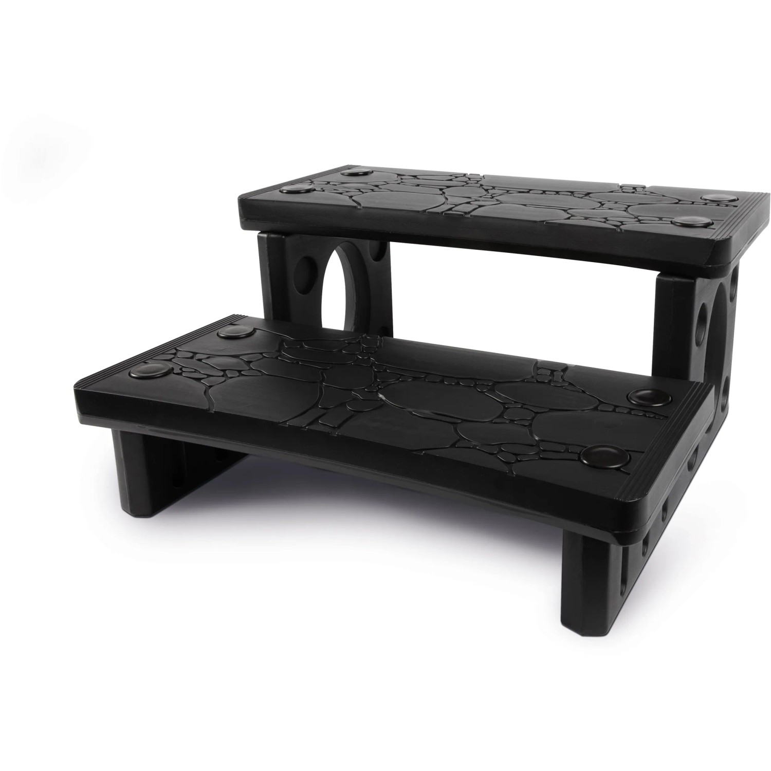 Schwarze Steinbach Doppelstufe für Whirlpools aus Kunststoff mit rutschhemmender Oberfläche.