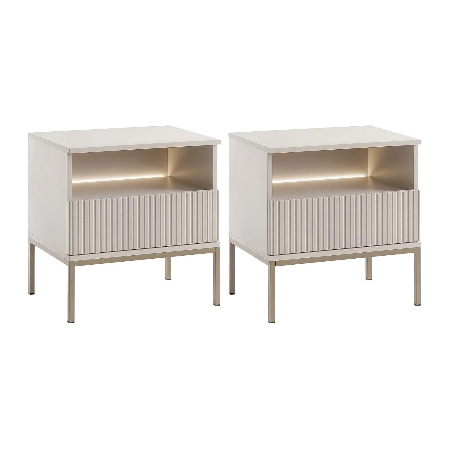 Vente-unique Nachttisch Ovila Beige  Naturfarben Hell 53.6 cm