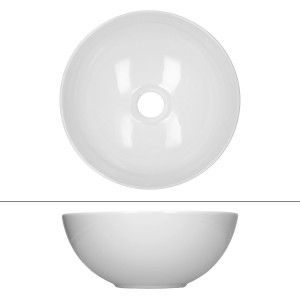 Weißes, rundes Keramik Waschbecken (320mm) von ECD Germany mit Ablaufgarnitur.