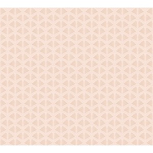 Vliestapete Art Deco Glitzertapete in Rosa und Beige mit Fächer Muster.