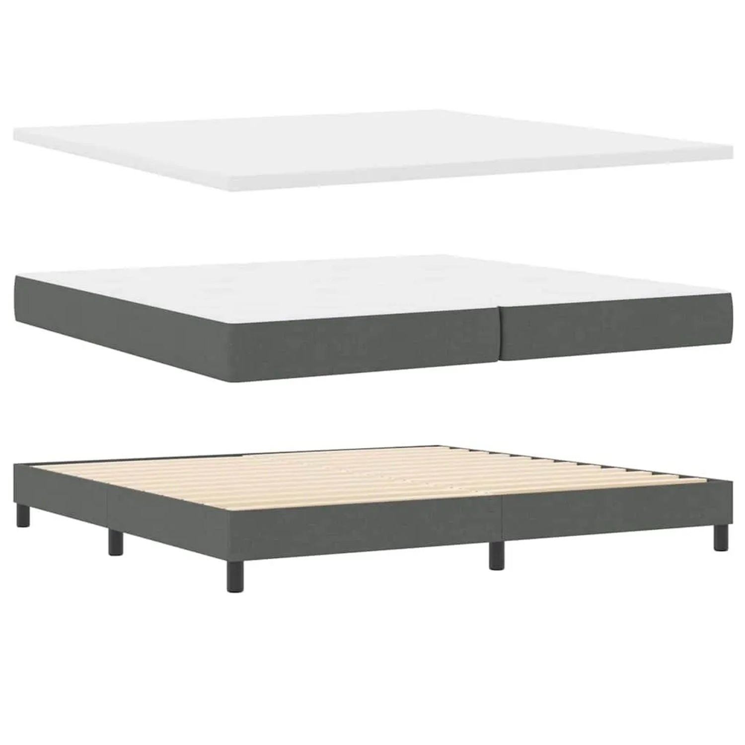 vidaXL Boxspringbett mit Matratze Dunkelgrau 200 x 200 cm 3341063