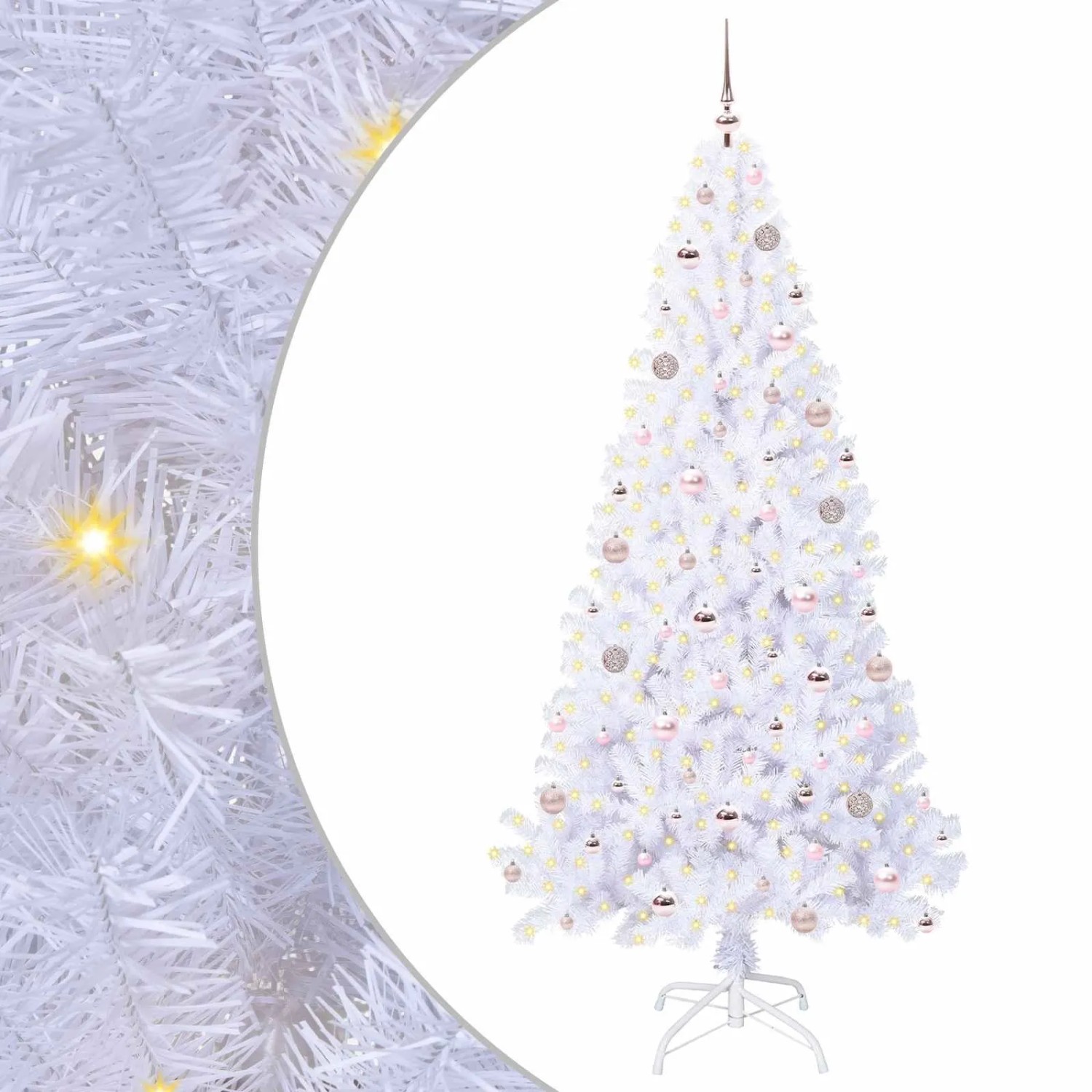 vidaXL Künstlicher Weihnachtsbaum Weiß 210 cm PVC und Stahl 3426778