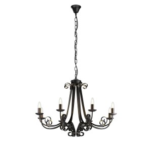 Lindby Kronleuchter Scaleria 9639191 Retro Vintage Antik in Braun aus Metall 8-flammig E14 Wohnzimmerleuchte