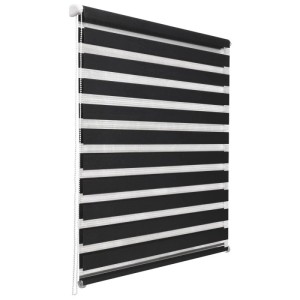 Sol Royal Doppelrollo SolDecor DL2, 95x150cm, Schwarz, mit transparenten und blickdichten Streifen.