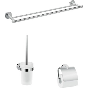 Hansgrohe Logis Universal Bad-Accessoires Set, 3-teilig, Chrom: Handtuchhalter, WC-Garnitur, Papierhalter.