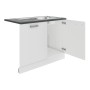 OPTIFIT Spülenschrank-Set Oslo214, Feinstruktur Weiß, mit Edelstahlspüle und anthrazitfarbener Arbeitsplatte.