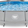 Grauer EXIT Soft Grey Pool ø 360 cm mit Filterpumpe und Abdeckung.