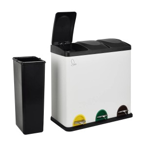 Svita Mülleimer TC3X20, 60L, weiß, mit 3 Fächern und herausnehmbarem Inneneimer.